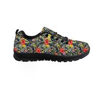 Biyejit Flores Imprimir Cómodo Transpirable Correr Jogging Cordones Zapatillas para Mujeres Hombres Antideslizante Zapato de Goma Gimnasio Deportes Tenis Calzado