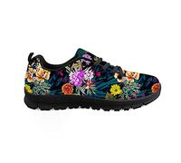 Biyejit Flores Imprimir Mujeres Atlético Malla Transpirable Casual Zapatillas con Cordones Zapatos Confort