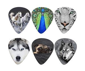 Biyejit Juego completo de 6 púas de guitarra, diseño de animales, juego de regalo para guitarrista, duradero y lavable