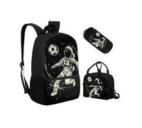 Biyejit Juego de 3 mochilas escolares con bolsa de almuerzo, estuche para lápices, bolsas ligeras para libros de 17 pulgadas, Astronauta, talla única, Juego de mochila escolar