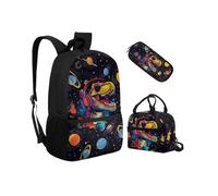 Biyejit Juego de 3 mochilas escolares con bolsa de almuerzo, estuche para lápices, bolsas ligeras para libros de 17 pulgadas, Dinosaurios, talla única, Juego de mochila escolar