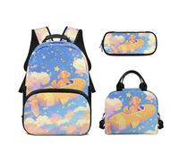 Biyejit Juego de 3 mochilas escolares con temática de animales, mochila de almuerzo y estuche para lápices, mochila escolar para niños, mochila escolar de 17 pulgadas, regalo, Perros de dibujos