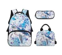 Biyejit Juego de 3 mochilas escolares de 17 pulgadas con bolsa de almuerzo, estuche para lápices, estudiantes universitarios de secundaria, tortuga, talla única, Juego de mochila escolar