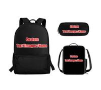 Biyejit Juego de 3 mochilas escolares para niños y niñas, con lonchera y estuche para lápices, para estudiantes, mochila informal, Imágenes de nombres personalizados, Mochilas daypack