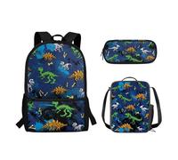 Biyejit Juego de 3 mochilas para niños y niñas, con bolsa de almuerzo, bolsa de lápices, bonitas bolsas de libros para estudiantes, Coche de policía de dibujos animados, Mochilas de día