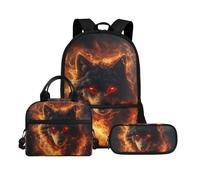Biyejit Juego de mochila escolar de 3 piezas con bolsa de almuerzo, estuche para lápices, bolsas de libros de 17 pulgadas, mochila de día para regalo de regreso a clases, Wolf 7, talla única, Juego de