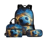 Biyejit Juego de mochilas escolares 3 en 1 con bolsa de almuerzo, estuche ligero de 17 pulgadas para niños, Tema de bola 23, talla única, Juego de mochila escolar