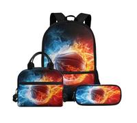 Biyejit Juego de mochilas escolares 3 en 1 con bolsa de almuerzo, estuche ligero de 17 pulgadas para niños, Tema 7 de bola, talla única, Juego de mochila escolar