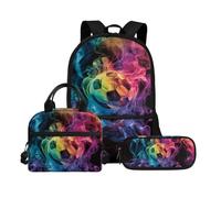 Biyejit Juego de mochilas escolares 3 en 1 con bolsa de almuerzo, estuche ligero de 17 pulgadas para niños, Tema de bola 13, talla única, Juego de mochila escolar