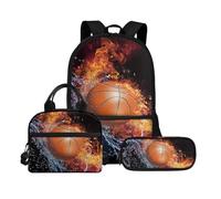 Biyejit Juego de mochilas escolares 3 en 1 con bolsa de almuerzo, estuche ligero de 17 pulgadas para niños, Tema de bola 12, talla única, Juego de mochila escolar