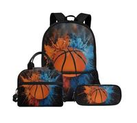 Biyejit Juego de mochilas escolares 3 en 1 con bolsa de almuerzo, estuche ligero de 17 pulgadas para niños, Tema de bola 20, talla única, Juego de mochila escolar
