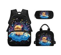 Biyejit Juego de mochilas escolares 3 en 1 para niñas, con bolsa de almuerzo, estuche para lápices, mochila escolar informal para niños, mochila escolar de 17 pulgadas, regalo, Estrellas de coche