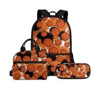 Biyejit Juego de mochilas escolares 3 en 1 para niños, bolsa de almuerzo y estuche para lápices, bolsas de libros de gran capacidad, 43,2 cm, Bolas de panadera, talla única, Juego de mochila escolar