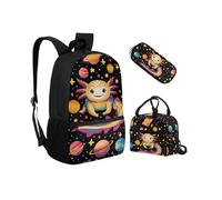 Biyejit Juego de mochilas escolares 3 en 1 para niños, bolsa de almuerzo y estuche para lápices, bolsas ligeras de 17 pulgadas, Bonito ajolote, talla única, Juego de mochila escolar