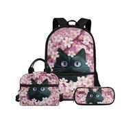 Biyejit Juego de mochilas escolares 3 en 1 para niños, bolsa de almuerzo y estuche para lápices, bolsas ligeras de 17 pulgadas, Gatos, talla única, Juego de mochila escolar