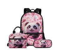 Biyejit Juego de mochilas escolares 3 en 1 para niños, bolsa de almuerzo y estuche para lápices, gran capacidad, mochila escolar para niños de 43 cm, Lindo panda, talla única, Juego de mochila escolar