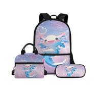 Biyejit Juego de mochilas escolares 3 en 1 para niños, bolsa de almuerzo y estuche para lápices, gran capacidad, mochila escolar para niños de 43 cm, Axolotl 21, talla única, Juego de mochila escolar