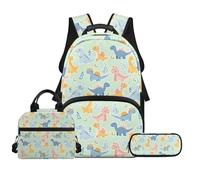 Biyejit Juego de mochilas escolares 3 en 1 para niños, mochila con bolsa de almuerzo, estuche para lápices, bolsa ligera de 17 pulgadas, dinosaurio, talla única, Juego de mochila escolar