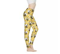 Biyejit Leggings de entrenamiento de cintura alta para mujer, con control de abdomen, elásticos, pantalones deportivos y yoga, Abeja Floral, L