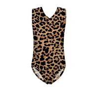 Biyejit Maillot de gimnasia de una pieza para niñas para niños de 3 a 14 años, Estampado De Leopardo, 13-14 Años