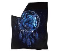 Biyejit Manta con atrapasueños de lobo suave para niños y adultos, funda de edredón para sofá, tamaño XS-3XL