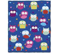 Biyejit Manta con estampado de búhos de dibujos animados para sofá, dormitorio, sala de estar, sofá, manta de franela de forro polar con aire acondicionado, ultra afelpada para decoración del hogar