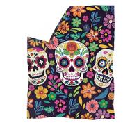 Biyejit Manta de arrullo con calaveras de azúcar, manta ligera para todas las estaciones para niños, adultos, sofá, tamaño XS-3XL