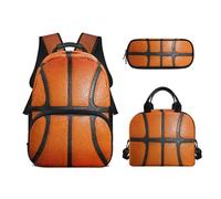 Biyejit - Mochila escolar, mochila 3 en 1 con bolsa de almuerzo, estuche de lápices, bolsas de libros ligeras de 17 pulgadas, Baloncesto, talla única, Juego de mochila
