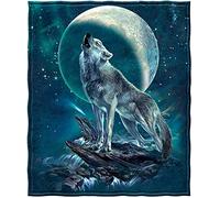 Biyejit Moon Wolf - Manta de forro polar con estampado de franela, para decoración del hogar, para sofá, dormitorio, sala de estar, sofá, para niños y adultos