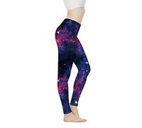 Biyejit Pantalones de yoga para mujer, leggings de cintura alta para mujer, leggings de entrenamiento para mujer, Galaxy Stars Pattern, XL