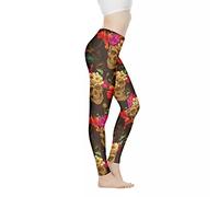 Biyejit Pantalones de yoga para mujer, leggings de cintura alta para mujer, leggings de entrenamiento para mujer, Calavera de azúcar rosa, L