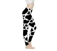 Biyejit Pantalones de yoga para mujer, leggings de cintura alta para mujeres, leggings de entrenamiento para mujer, Impresión De La Vaca, S