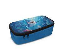 Biyejit Sharks - Estuche para lápices de gran capacidad con cremallera, portátil, para niños, cosméticos, maquillaje, monedero, para adolescentes, niños y niñas, Tiburones, talla única, Organizador de