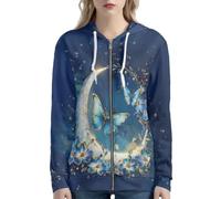 Biyejit - Sudadera con capucha para mujer, con cremallera completa, de manga larga, con bolsillo, para deporte, viajes, al aire libre, XS-5XL, XL