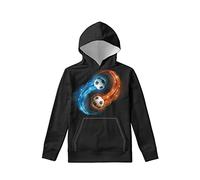 Biyejit Sudadera con capucha para niños jóvenes y adolescentes con bolsillos para niños y niñas, sudadera de manga larga para niños de 6 a 16 años, Estampado de fútbol de fuego, 6-7 Años