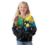 Biyejit Sudadera con capucha y cremallera para niñas, de forro polar, lavable, para invierno, para viajes, uso diario de 6 a 16 años, Colorido Tie Dye, 11-13 años