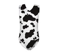 Biyejit Traje de baño de una pieza para niñas, leotardos de gimnasia para bailar, leotardos atléticos para niños de 3 a 14 años, Impresión De La Vaca, 7-8 años