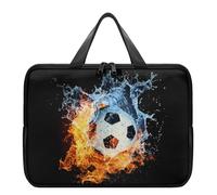 Biyejit Water Fire - Funda de piel para ordenador portátil con asa, diseño de fútbol, para escuela, oficina, negocios, 10-17 pulgadas