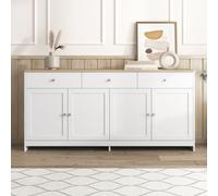 BIYFSDS Mueble de cocina con 3 cajones y 4 puertas, armario de cocina con almacenamiento, aparador de cocina con estantes ajustables y grano de madera blanco (1, 160 x 37 x 75)