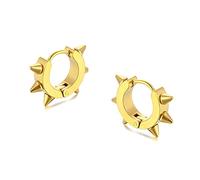 BIYONGDE Pendientes de aro con bisagras para hombre y mujer, remaches de acero de color dorado, estilo punk rock, hiphop, Acero inoxidable, Sin piedra preciosa