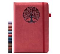 BIYUNRO Cuaderno rayado para mujeres y hombres, diarios de cuero de tapa dura para escribir, diario, diario, Biblia, trabajo y viajes, A5 (rojo)