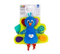 Bizak Lamaze Poppy el Pavo Real, Juguete Sensorial Bebé, Pavo Real con Varias Texturas, Sonidos y Colores, Incluye Anilla Clip y Cola para Morder