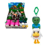 Bizak Minecraft Peluche Llavero 13 cm Bebé Zombie y Jinete Avícola, Figura Suave con Anilla para Mochila o Llaves, Juguete Oficial Coleccionable (64110036-1)