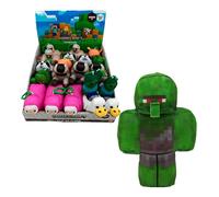 Bizak Minecraft Peluche Llavero 13 cm Zombie, Figura Suave con Anilla para Mochila o Llaves, Juguete Oficial Coleccionable (64110036-7)