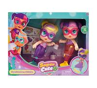 Bizak Super Cute Mini Sirenas Sofi & Sisi de 12 cm de Alto con Colas articuladas, podrán Jugar Dentro y Fuera del Agua, incluye 2 mini figuras, 2 botellas de bebida, y 2 pegatinas de sirena (64320046)