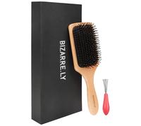 Bizarre.ly Cepillo Pelo Cerdas de Jabalí con Limpiador de Cepillo - Cepillo Desenredante Paleta de Madera con Caja de Regalo - Pelo Largo, Grueso, Rizado, Ondulado, Corto - Reduce la Ruptura del Pelo