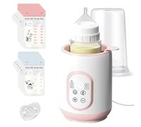 Bizcasa Calentador de Biberones, Multifuncional Calienta Biberones, Calienta/Descongela Alimentos, Esterilizador de Biberones, Temperatura Inteligente, Con chupete y bolsa para guardar leche (Rosa)