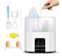 Bizcasa Calentador de Biberones, Multifuncional Calienta Biberones con Pantalla LCD Táctil Inteligente, Esterilizador Doble de Vapor, Calienta/Descongela Alimentos, Apto Todos Los Biberones (Blanco)