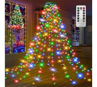 Bizcasa Guirnalda luminosa para árbol de Navidad, 200 LED, 1,5 m, 10 guirnaldas, 8 modos, Iluminación del árbol con anillo para fiesta de Navidad Boda Fiesta de cumpleaños (Colores)