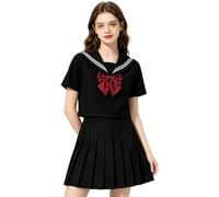 Bizhubmat Uniforme Escolar Japonés para Chicas Manga Corta y Falda Plisada